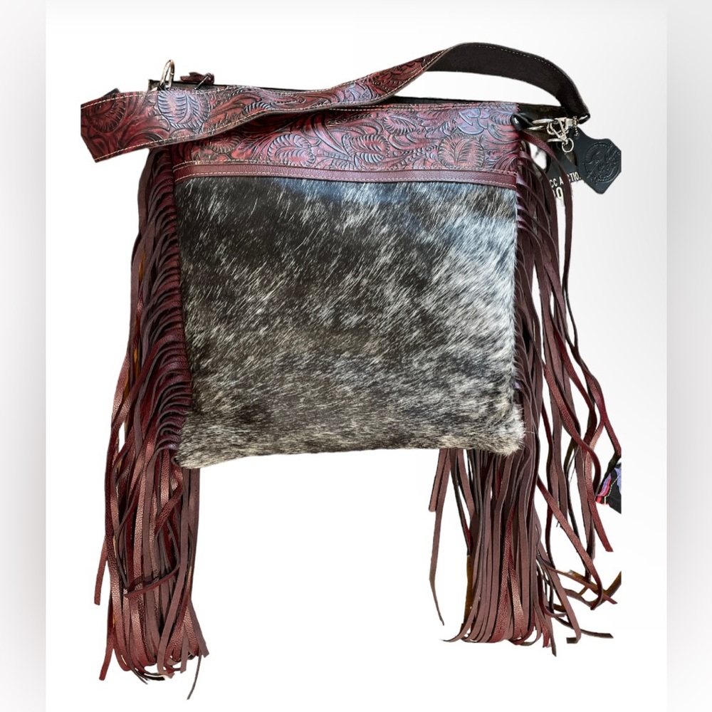 Hair on hide western leather purse
